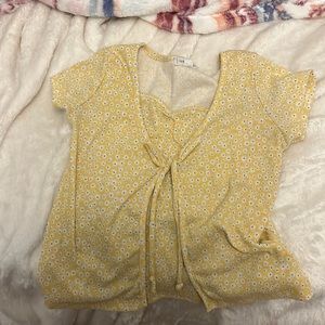 Yellow flowered crop top